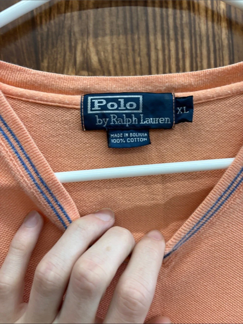 Polo by Ralph Lauren Peach V-Neck Short Sleeve Polo Shirt